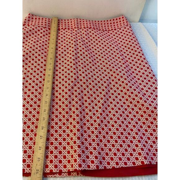 Talbots lined skirt size 16 red white geometric pattern zipper  CA#23147 - Picture 7 of 8
